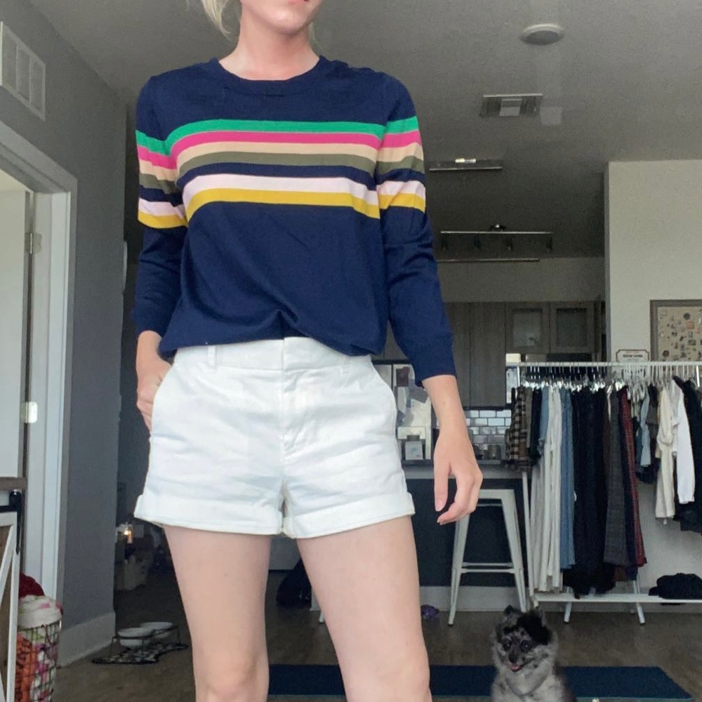 Navy colorful striped sweater
